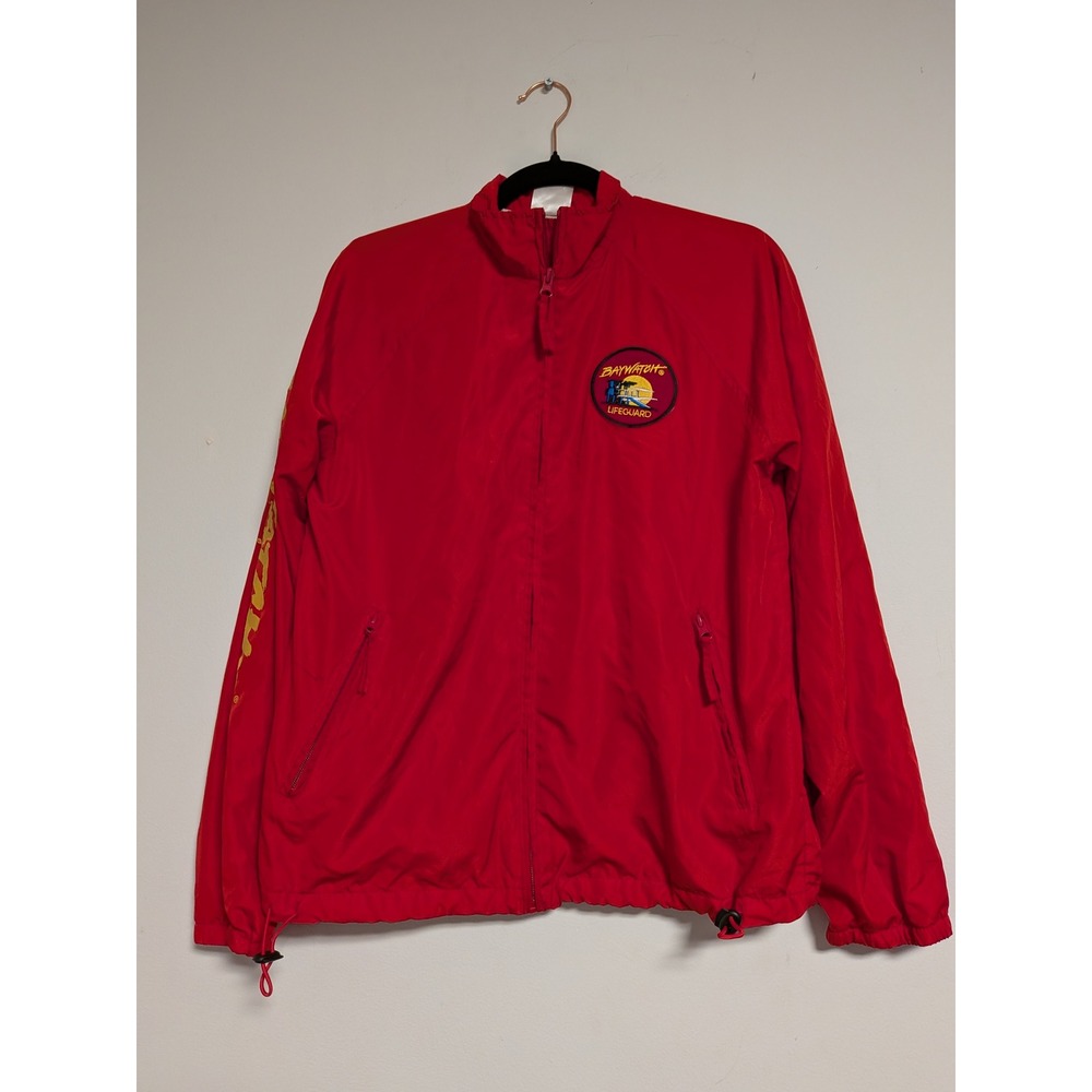 Baywatch Lifeguard Red Windbreaker Jacket Mens Small Full Zip Mesh Lined 2017